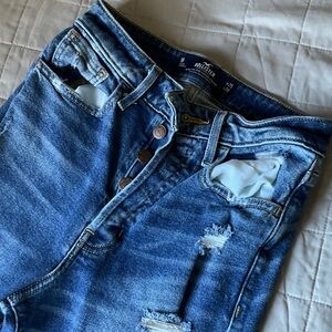 Hollister Women's High Rise Distressed Blue Jeans